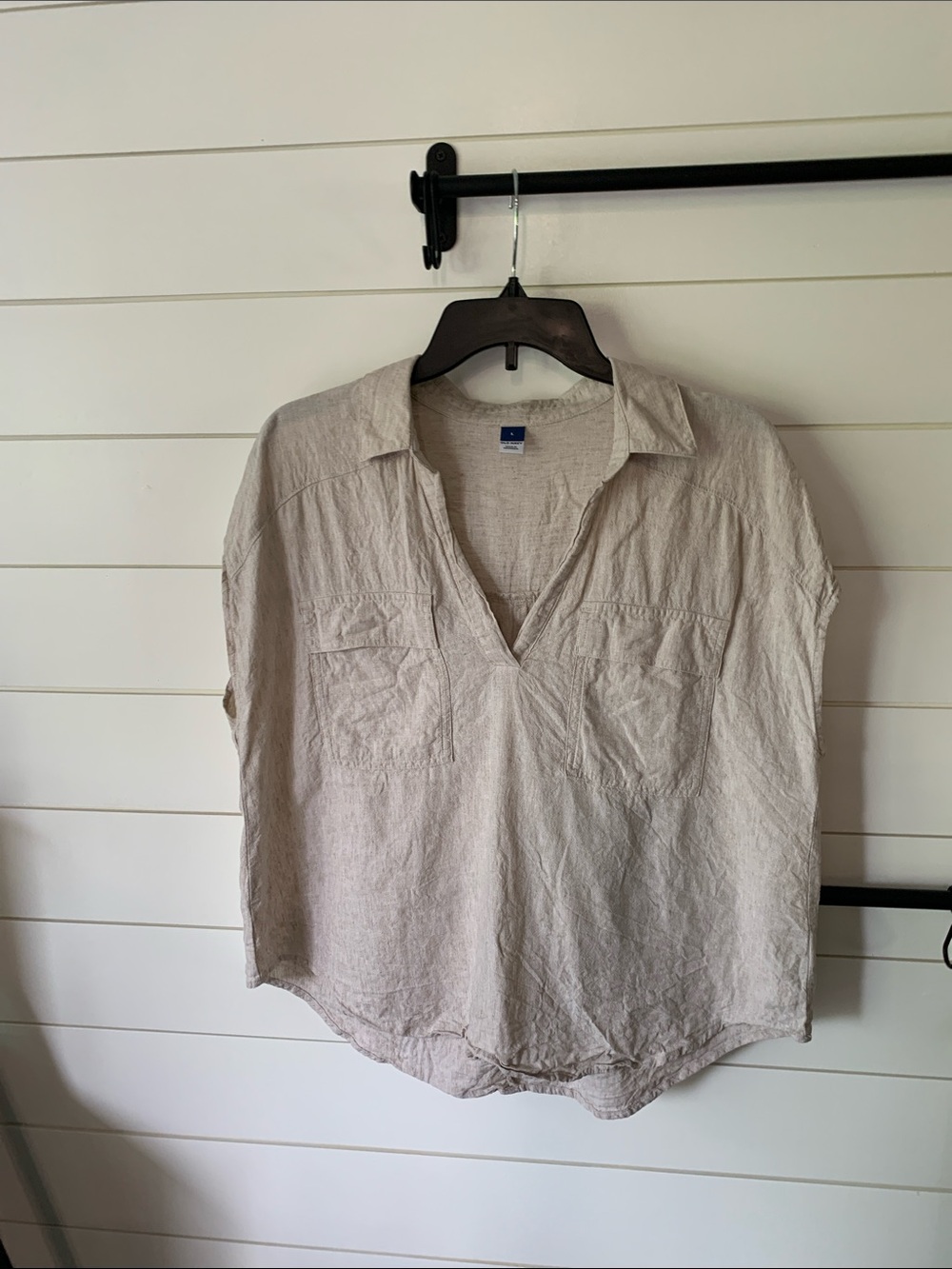 Casual Linen-Blend Men's Shirt in Light Beige